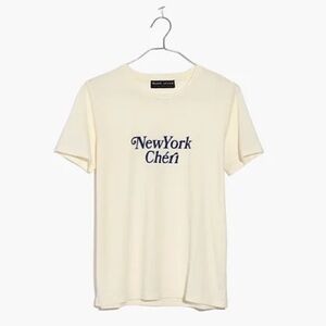 Cream T-Shirt with New York Chéri Print Madewell x Sezane